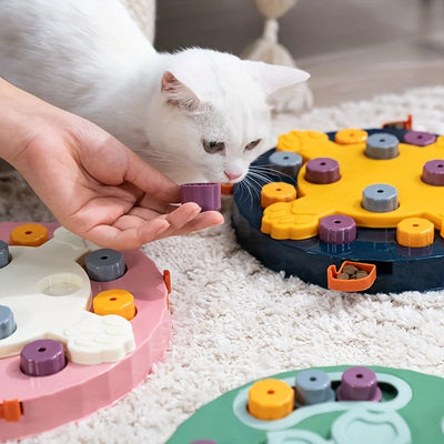 Cat and Dog Feeding Toys, Brain Boosting Puzzle Bowl with Snack Dispenser