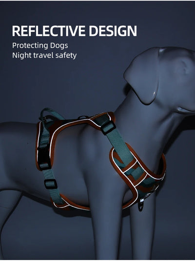 Medium Large Dog Harnesses Collar Labrador Army Reflective