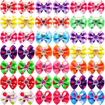 20pcs Dog Grooming Bows Mix Plaid Dot Cat Dog Hair Bows