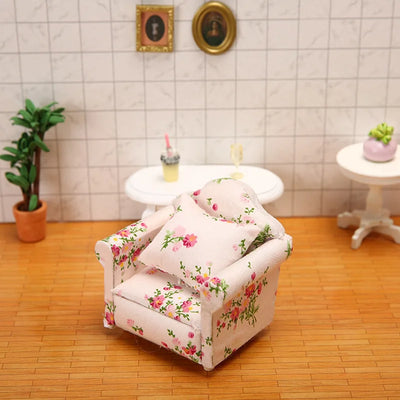 1:12 Dollhouse Miniature Furniture Sofa With Pillow Fabric Sofas Doll House