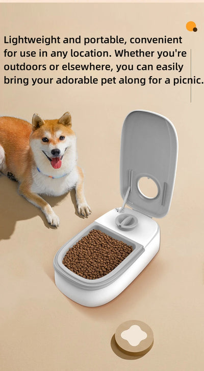 Pet Automatic Feeder Timed Quantification Separate Bowls for Dry Wet Feeding Easy to Clean Short-distance Travel Home Use