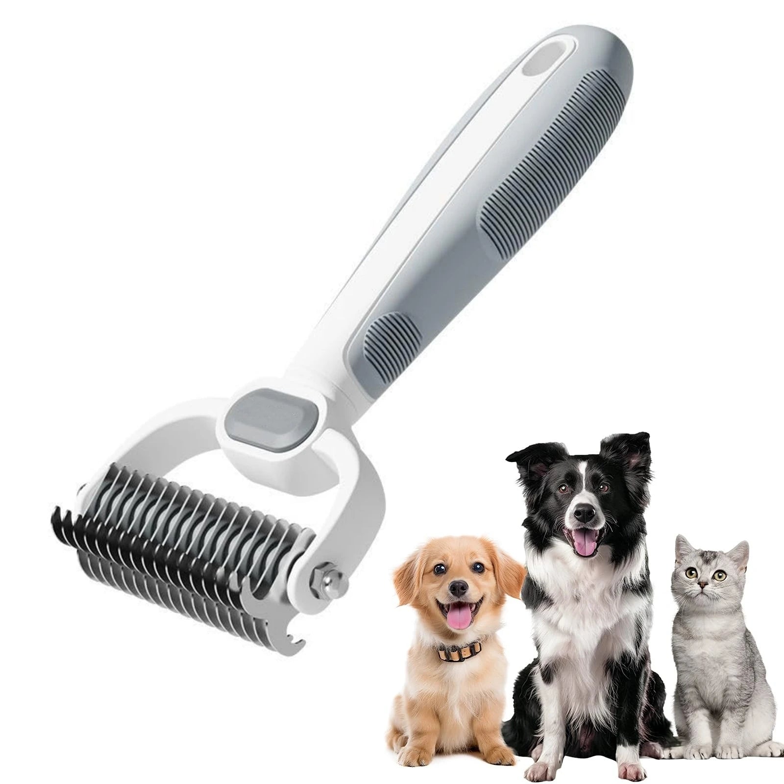 Dog Cat Grooming Brush, Double-Sided Deshedding