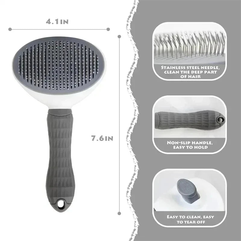 Dog Grooming Brush with Easy Clean Button, Pet Massage Comb