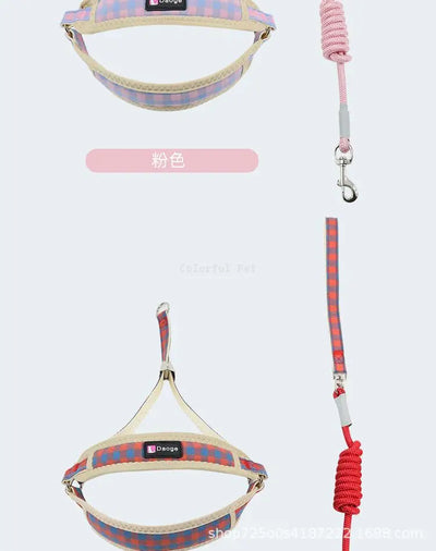 Dog Collars Harness with Leash Set Breathable Puppy Vest Chest Strap