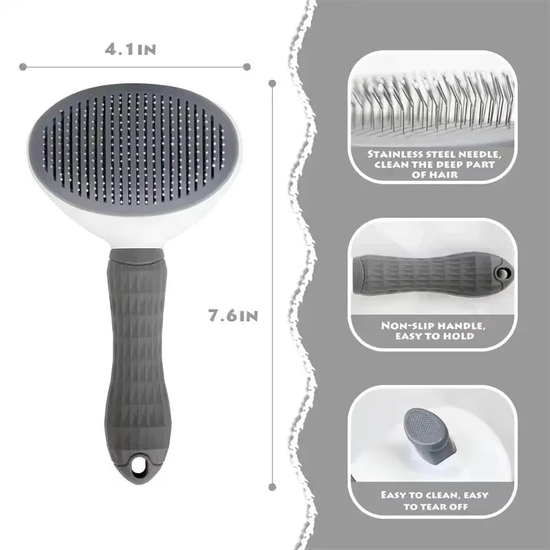 Dog Grooming Brush with Easy Clean Button, Pet Massage Comb