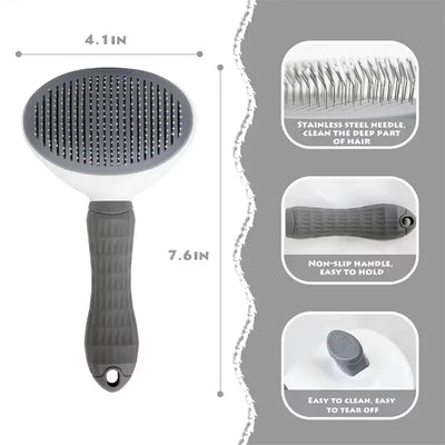 Dog Grooming Brush with Easy Clean Button, Pet Massage Comb