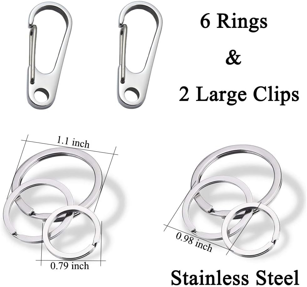 Dog Tag Clips / 2 Pack/Multiple Size 304 Stainless Steel Quick Clip with Rings/Easy Change Dog Cat ID Tag Holder for Small Pet Collars and Harnesses.(2 Large Silver)