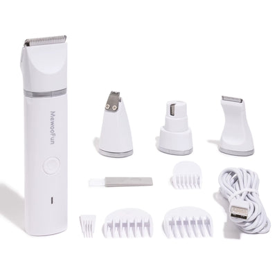 4 in 1 Pet Electric Hair Trimmer with 4 Blades Grooming Clipper Nail Grinder Professional Recharge Haircut for Dogs Cat