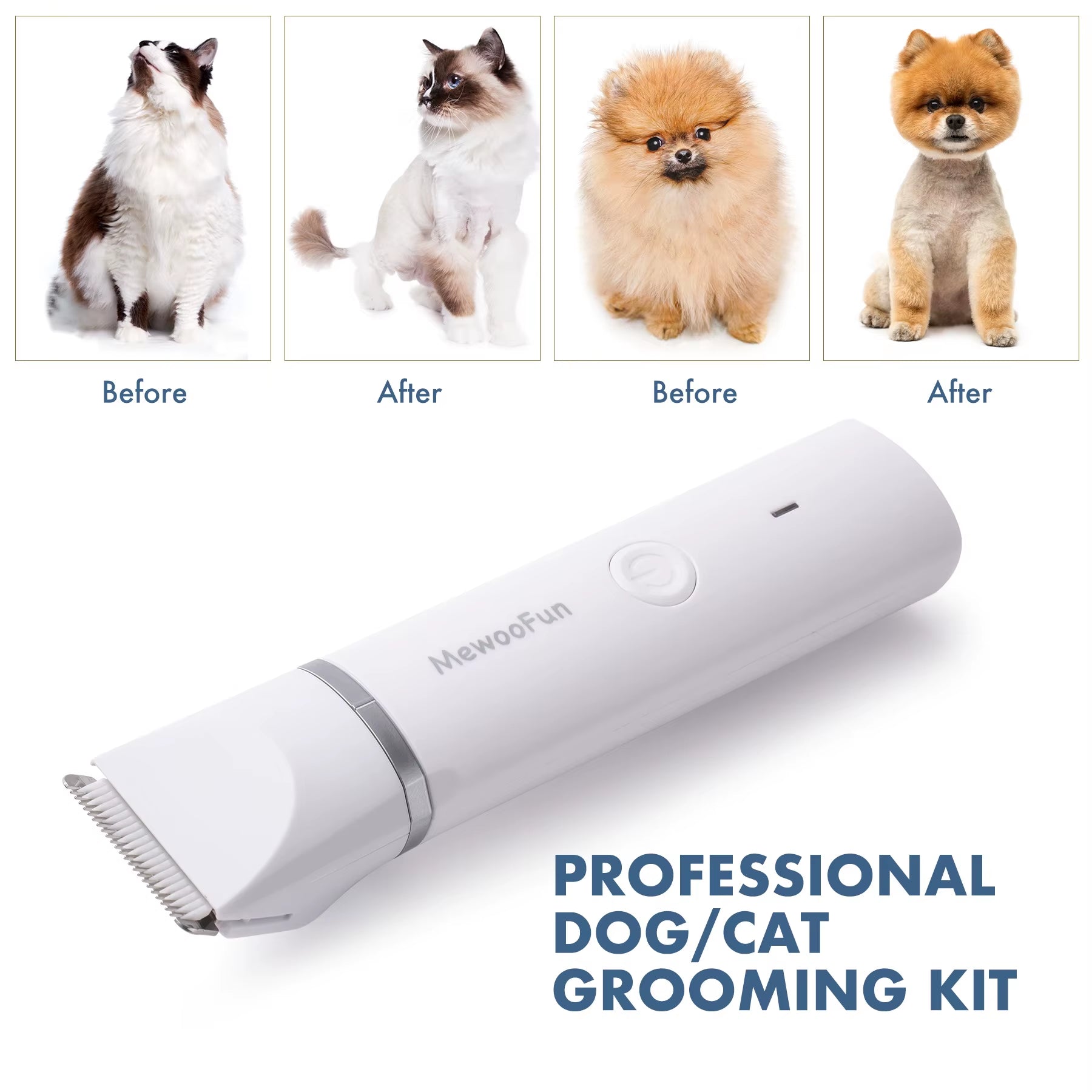 4 in 1 Pet Electric Hair Trimmer with 4 Blades Grooming Clipper Nail Grinder Professional Recharge Haircut for Dogs Cat