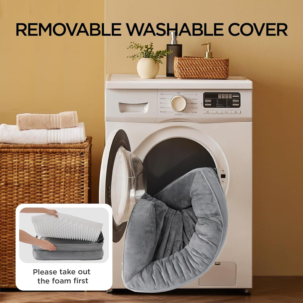 Orthopedic Dog Bed Medium Size Dogs - Washable Small Medium Dog Cat Bed Waterproof, Comfort Cats Couch Sofa with Washable Removable Cover, Pets Bed with Nonskid Bottom, Grey, 28"