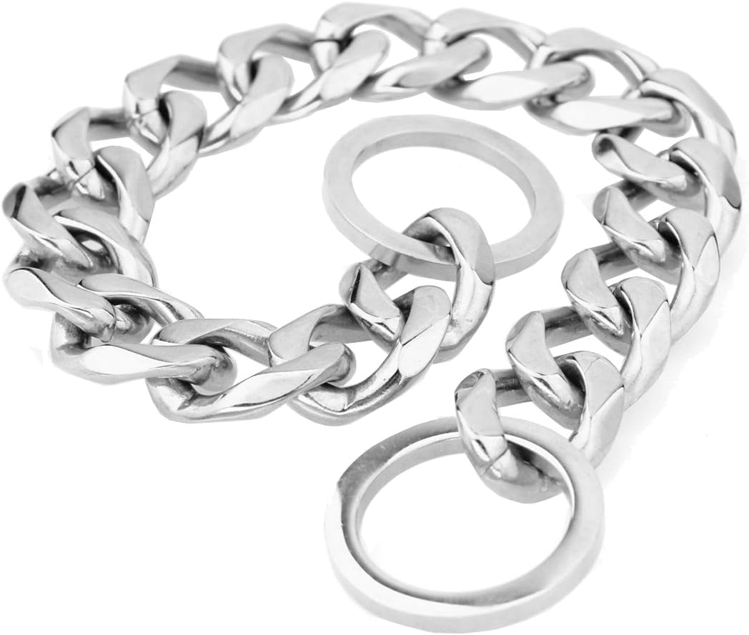10/12/15/17/19Mm Strong Curb Cuban Link 316L Stainless Steel Dog Choke Chain Collar 12-36Inch(18Inches,19Mm)