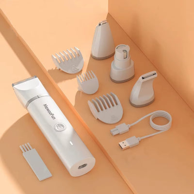 4 in 1 Pet Electric Hair Trimmer with 4 Blades Grooming Clipper Nail Grinder Professional Recharge Haircut for Dogs Cat
