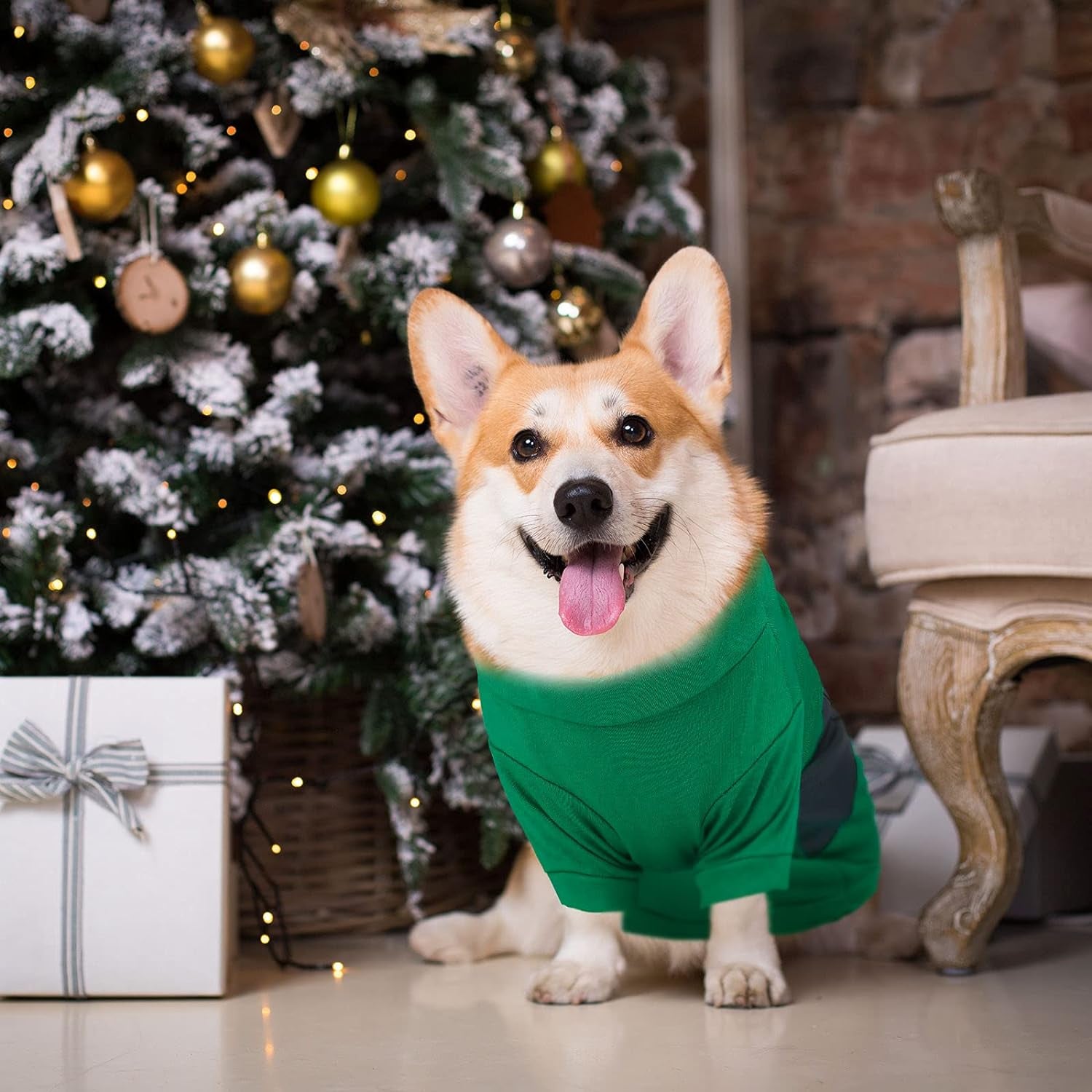 3-Piece Dog & Cat Christmas Shirts - Santa Claus, Snowman, Elf Patterns - Large, Cotton/Polyester, Cosplay Pet Apparel