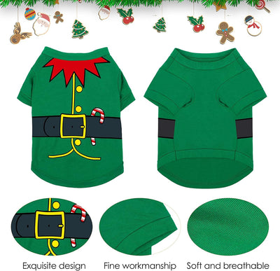 3-Piece Dog & Cat Christmas Shirts - Santa Claus, Snowman, Elf Patterns - Large, Cotton/Polyester, Cosplay Pet Apparel
