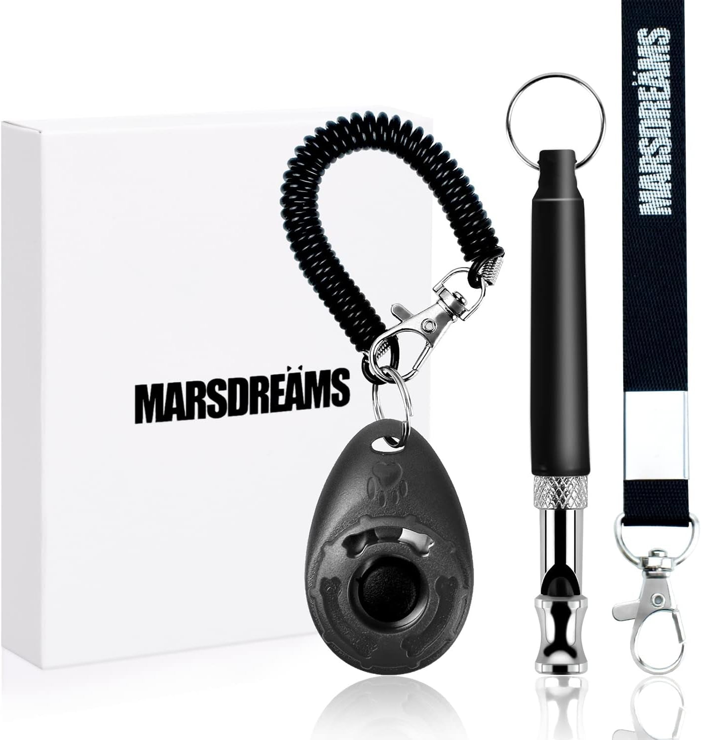 - Pet Training Clicker, Whistle -Training Behaviour Aids Accessories for Puppies with Lanyard - Barking Control Device - Long Range Adjustable Frequency - Pack of 3 - Black