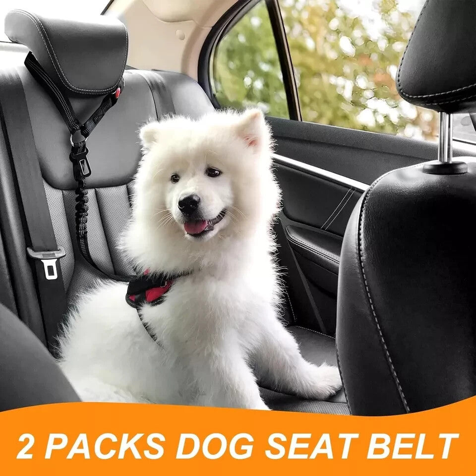 2 Packs Dog Seat Belt for Car, Upgrade 3-In-1 Dog Seatbelt with Adjustable Metal