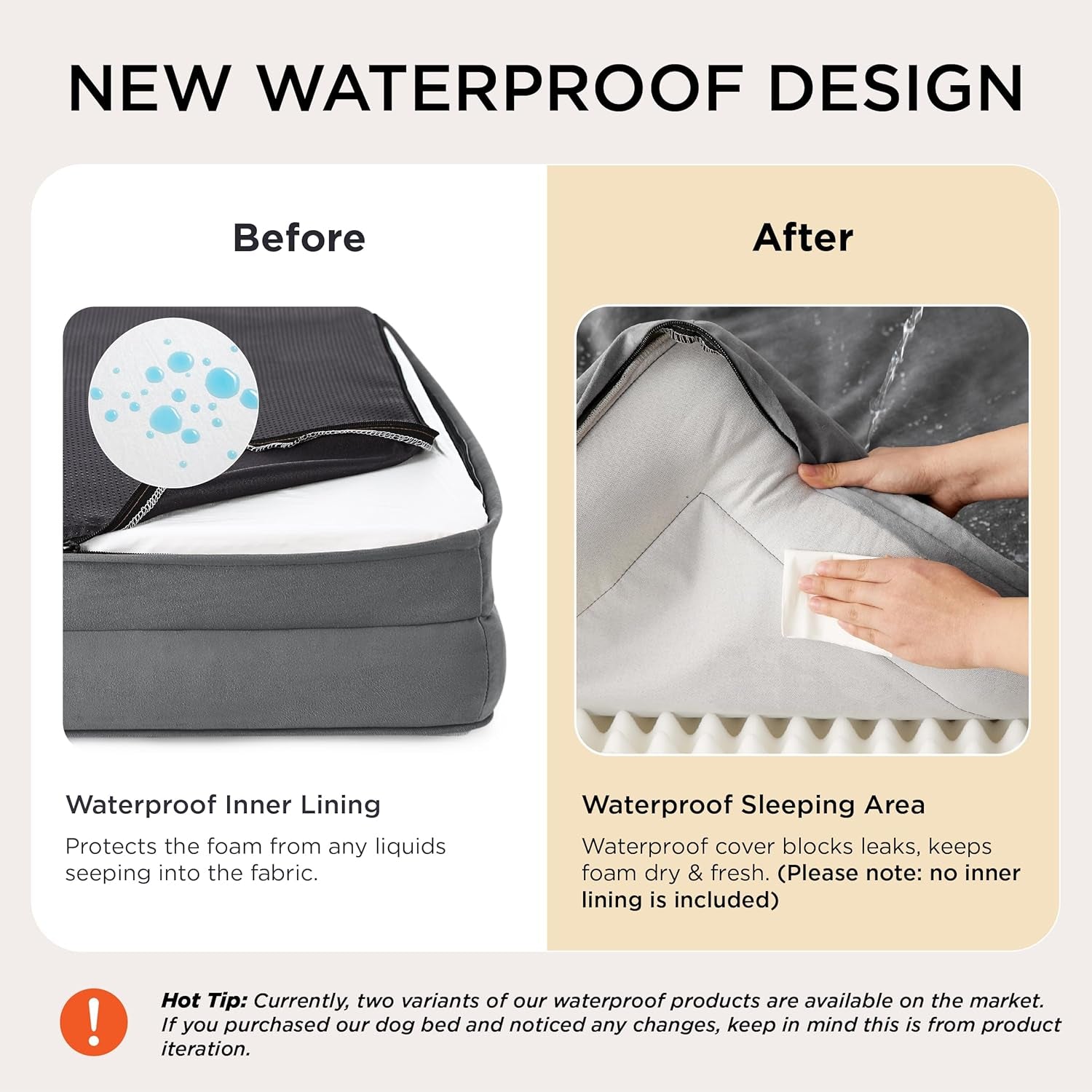 Orthopedic Dog Bed Medium Size Dogs - Washable Small Medium Dog Cat Bed Waterproof, Comfort Cats Couch Sofa with Washable Removable Cover, Pets Bed with Nonskid Bottom, Grey, 28"